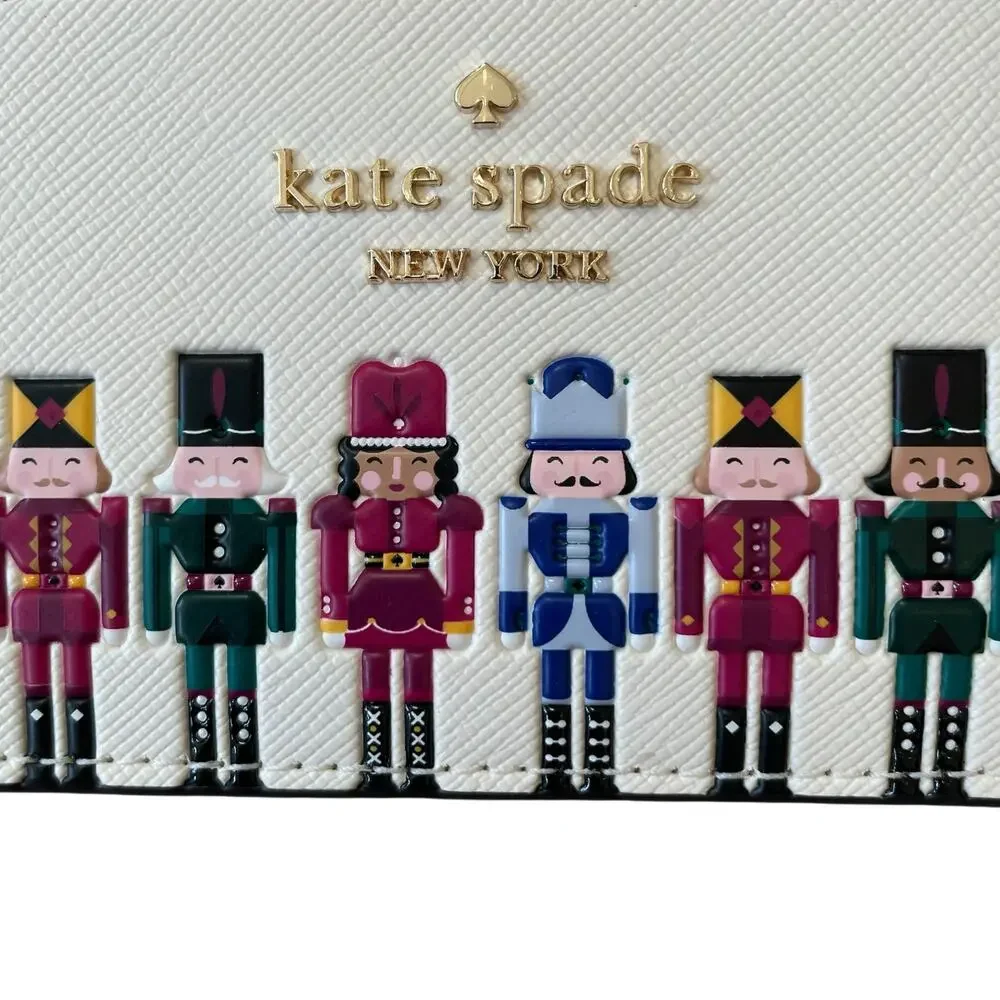 Kate Spade Oh What Fun Nutcracker Large Slim Card Holder Meringue NEW